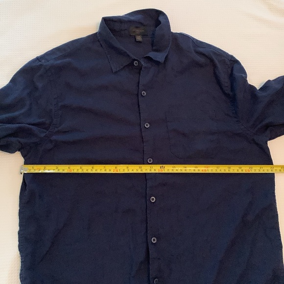 Magaschoni  man linen blend Navy Blue Button-Up Shirt size L - Picture 7 of 9